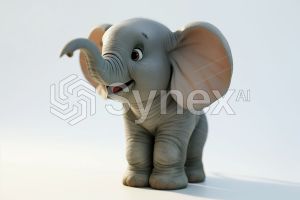 Cute baby elephant pixar style light background