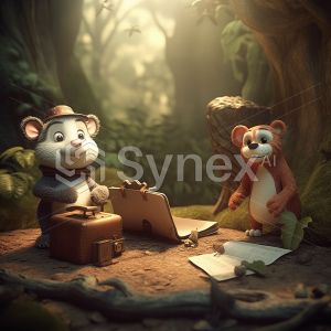 Adorable animal friends gather around an old treasure map