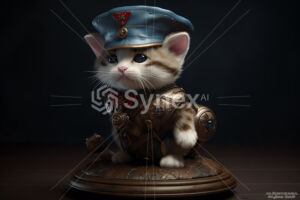 Cute and anthropomorphic kitten in costume