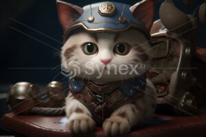 Anthropomorphic cute kitten in costume
