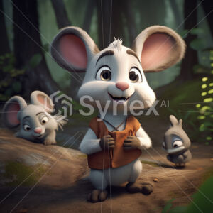 Cute bunny character listening intently to friends' plans