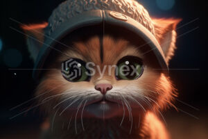 Cute cat imp-art style fashion mode with cinematic lighting