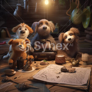 Furry dogs listening to scary story