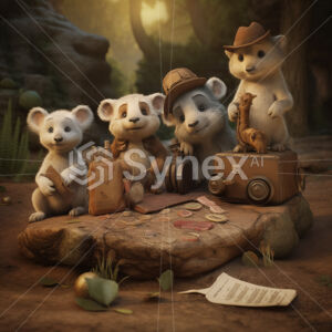 Adorable animal friends ready for their magical adventure
