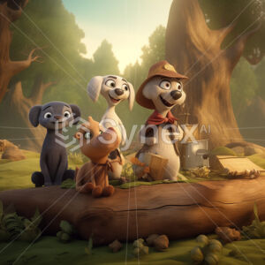 Excited and curious, furry friends ready for their forest adventure