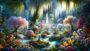 The perpetual beauty of springtime in Jannah with vibrant watercolours