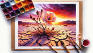 The delicate beauty of a desert rose blooming amidst arid sands