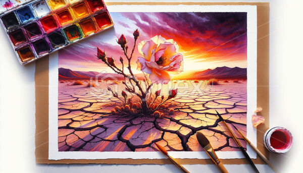 The delicate beauty of a desert rose blooming amidst arid sands