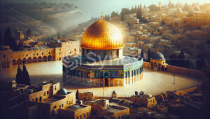 The iconic golden dome of the Dome of the Rock in Jerusalem