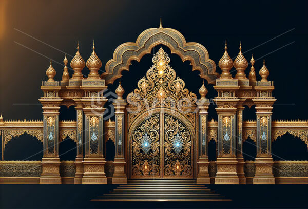 An imagination of the gilded gates of paradise