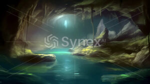 Glowing River Cave: Enchanting Fantasy Landscape