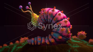 Psychedelic Wonderland: Caterpillar on Mushroom