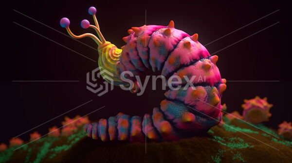 Psychedelic Wonderland: Caterpillar on Mushroom