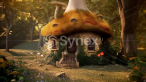 Surreal fairy dwelling in enchanted woods